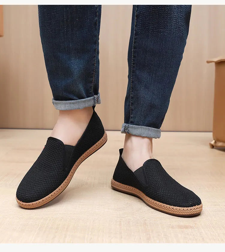 2025 Summer Men's Old Beijing Net Mesh Slip-on Casual Shoes Comfortable and Breathable Anti-slip Outsole Free Men's Shoes - Sun Studio