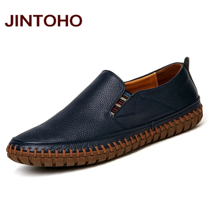 JINTOHO Big Size Men Genuine Leather Shoes Slip On Black Shoes Real Leather Loafers Mens Moccasins Shoes Italian Designer Shoes - Sun Studio