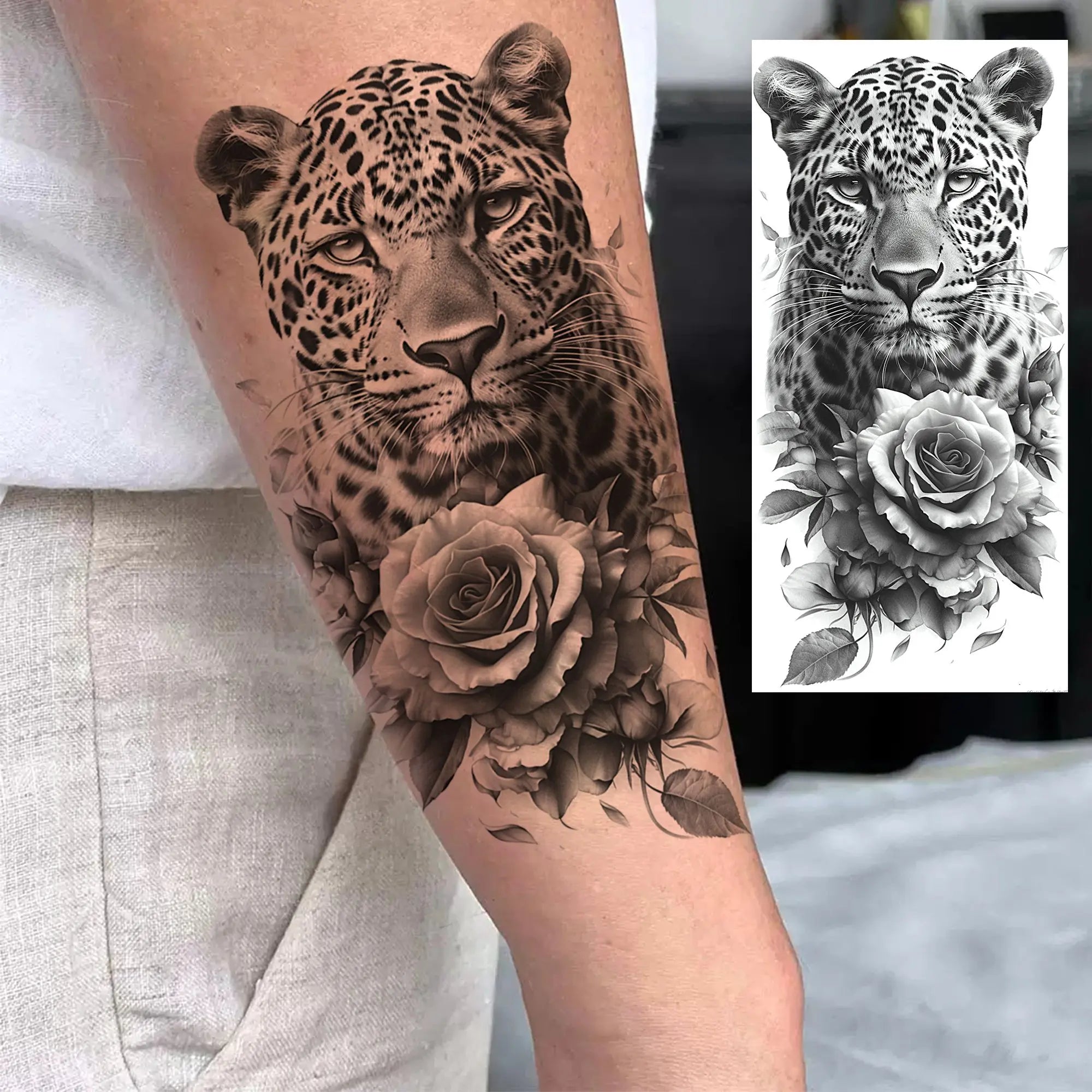 1 Blatt Schönes Schildkröte mit Blumen Temporäre Tattoos Elefant Löwe Tattoos Wasserdicht Realistische Tiere Fake Tattoos Aufkleber