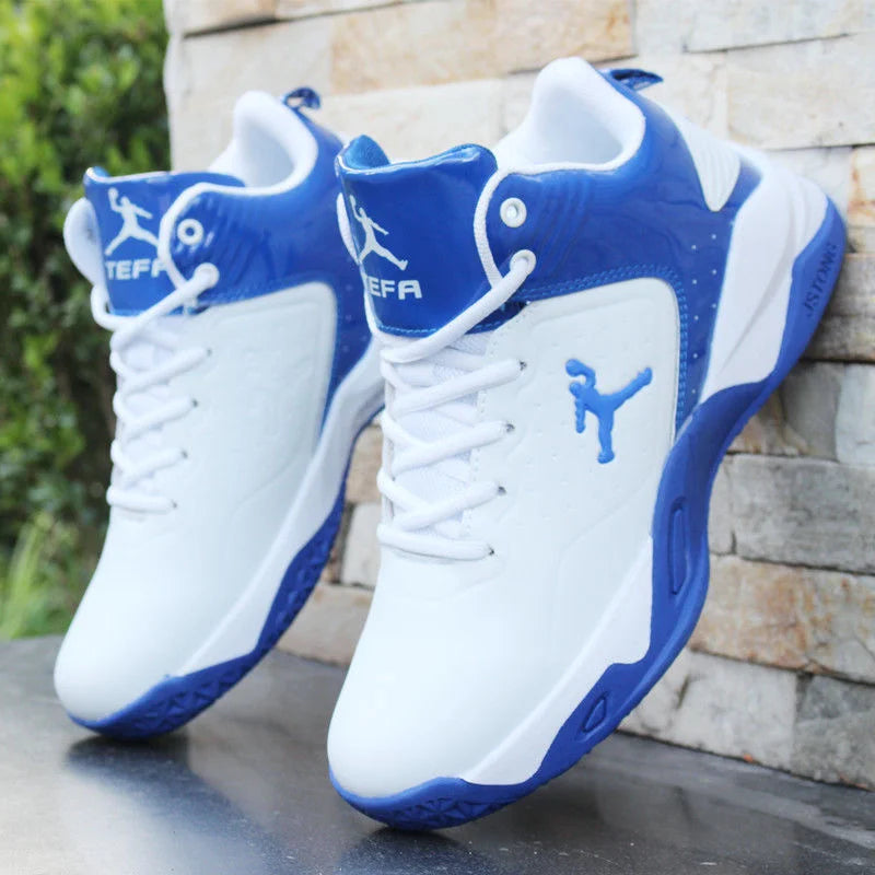 Brand Professional Men's White Red Blue Basketball Shoes Basketball Sneakers Anti-skid High-top Couple Man Basketball Boots - Sun Studio
