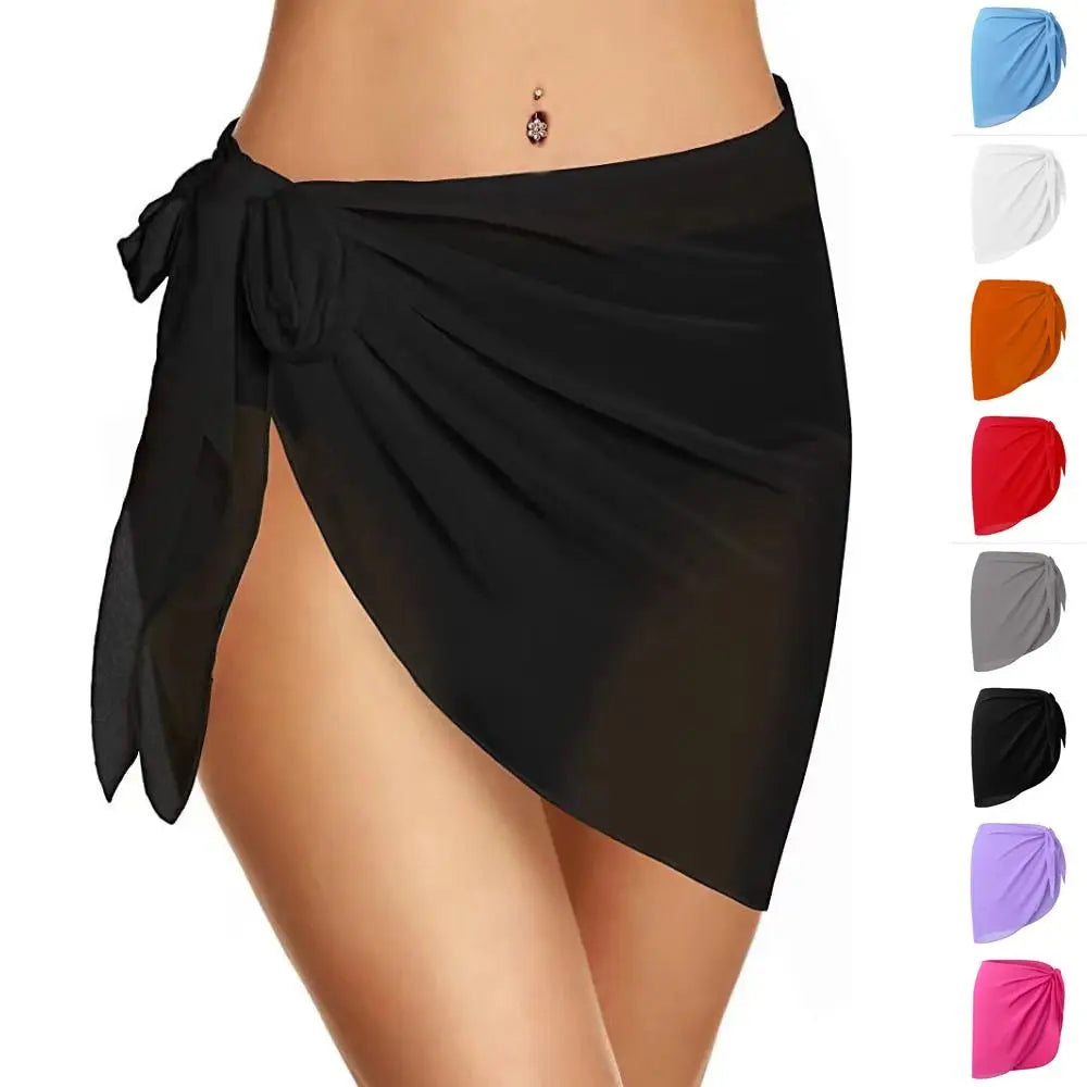 Soft Short Sarongs Chiffon Swimsuit Coverups Scarf Cover Short Skirt Wrap Sheer Summer Beach Bikini Women - Sun Studio
