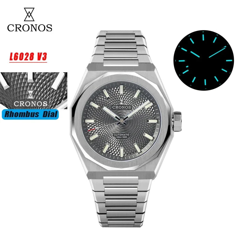 2025 Cronos L6028 New Dial Limited 39mm PT5000 See-through Caseback Men Automatic Wristwatches 10ATM Lumious V3 Watches for Men - Sun Studio