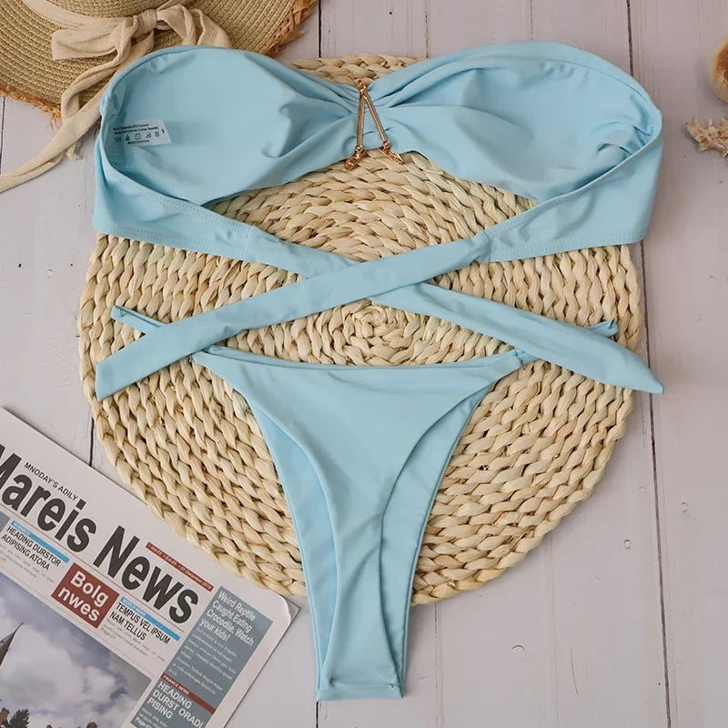 Push Up Bikinis 2025 Sexy Women Swimsuit Female Swimwear Micro Bikini Set Swimming Suit Beachwear Bandeau Brazilian Biquini - Sun Studio