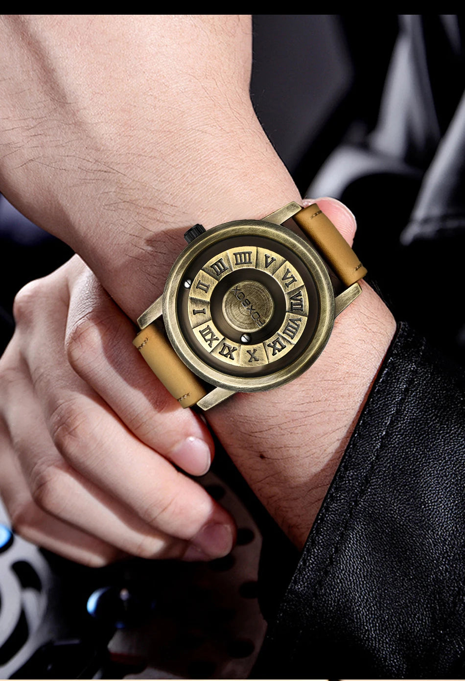 FOXBOX Men's Quartz Watch Fashion Personality Creative Scrolling Iron Ball Magnetic Pointer Waterproof for Male Watches Gift+Box - Sun Studio