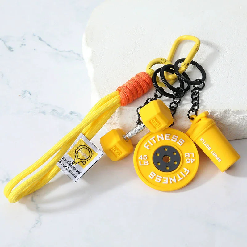 Fitness Keychain Gym Lovers Fitness Enthusiast Gift Barbell Dumbbell Keychain Fitness Bag backpack Charms - Sun Studio