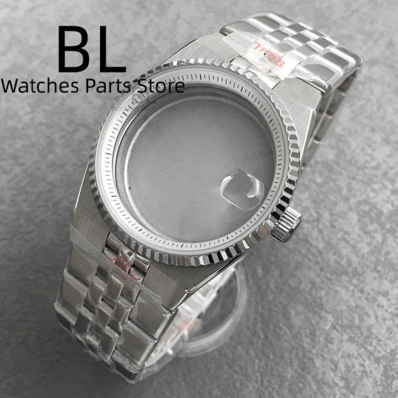 BLIGER 36mm40mm Hochwertiges Silber BLand-Dwelwe Herren Uhrengehäuse für NH35 Bewegung Uhren Teile Saphirglas 10BAR Uhrenbox