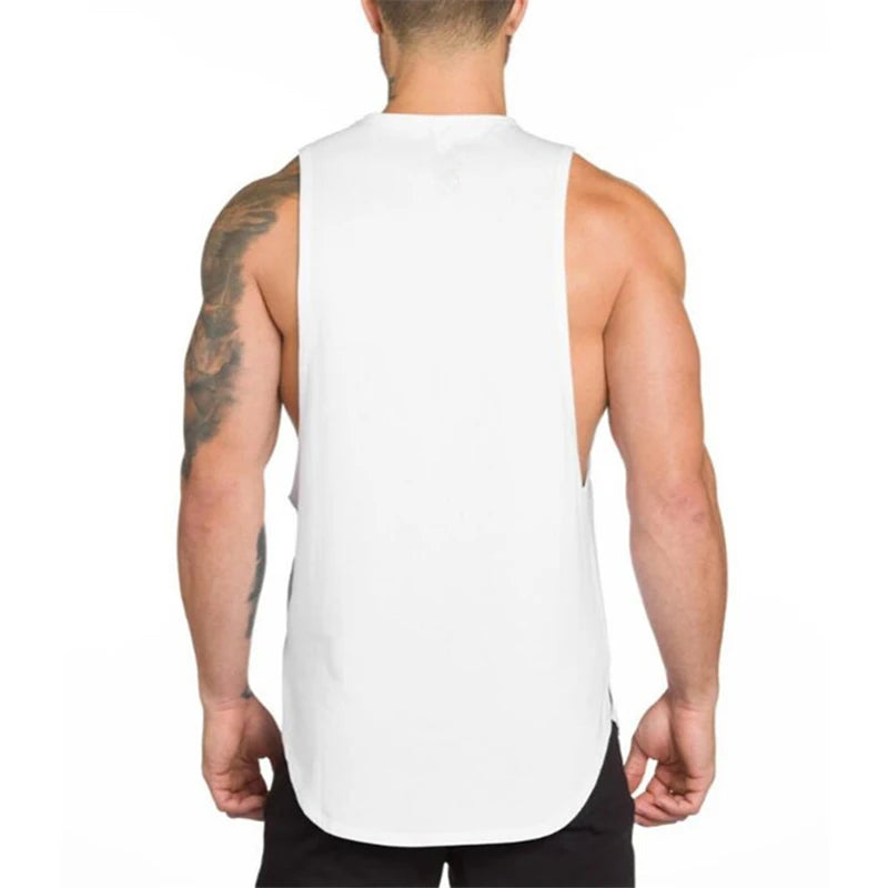 Gym Bodybuilding Workout Fitness T-Shirts Mens Casual Sport Sleeveless Singlets Summer Running Cotton Breathable Loose Tank Tops - Sun Studio