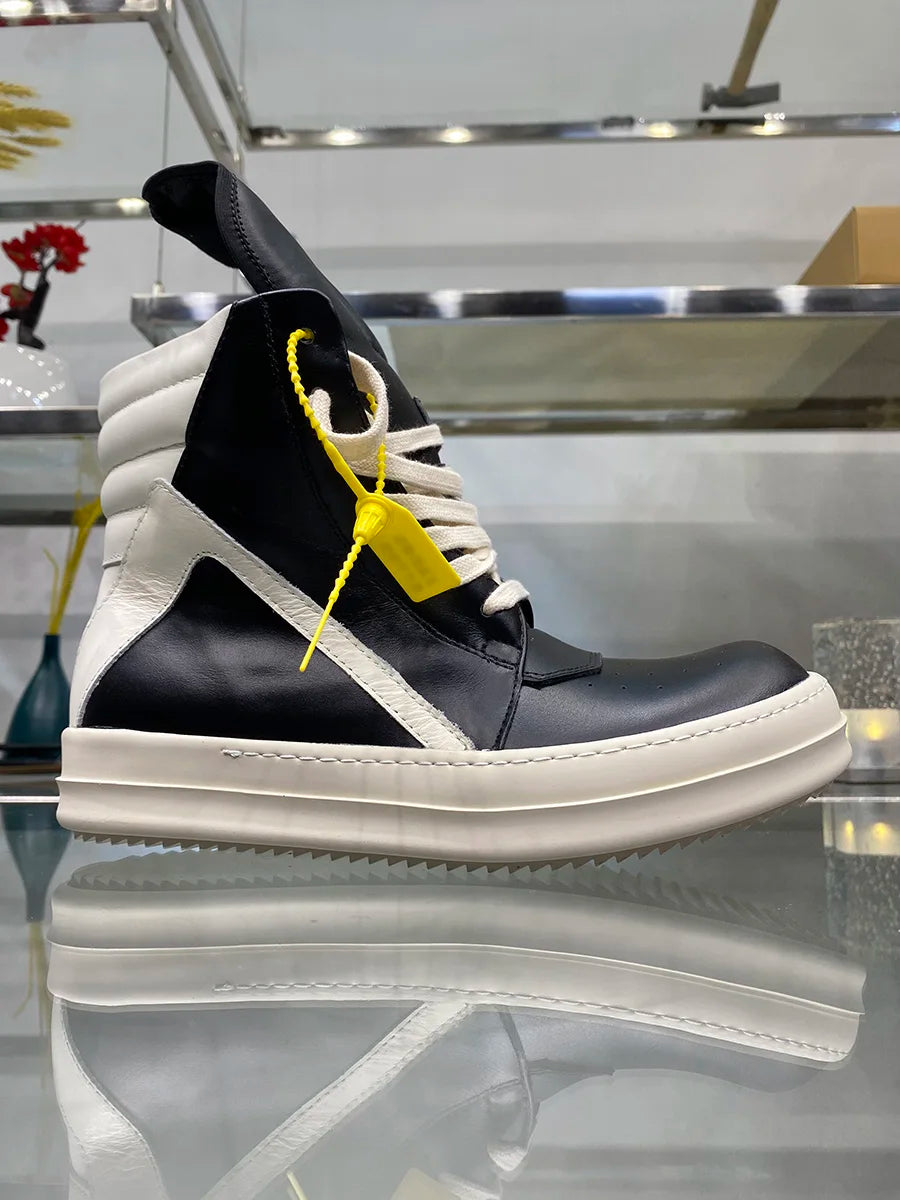 Ro Shoes Men Leather 2025 New Earthy Grey Cow Suede Lace Up Zipper Thick Sole Luxury Geo Women Street Hip-hop Casual Flat Boots - Sun Studio