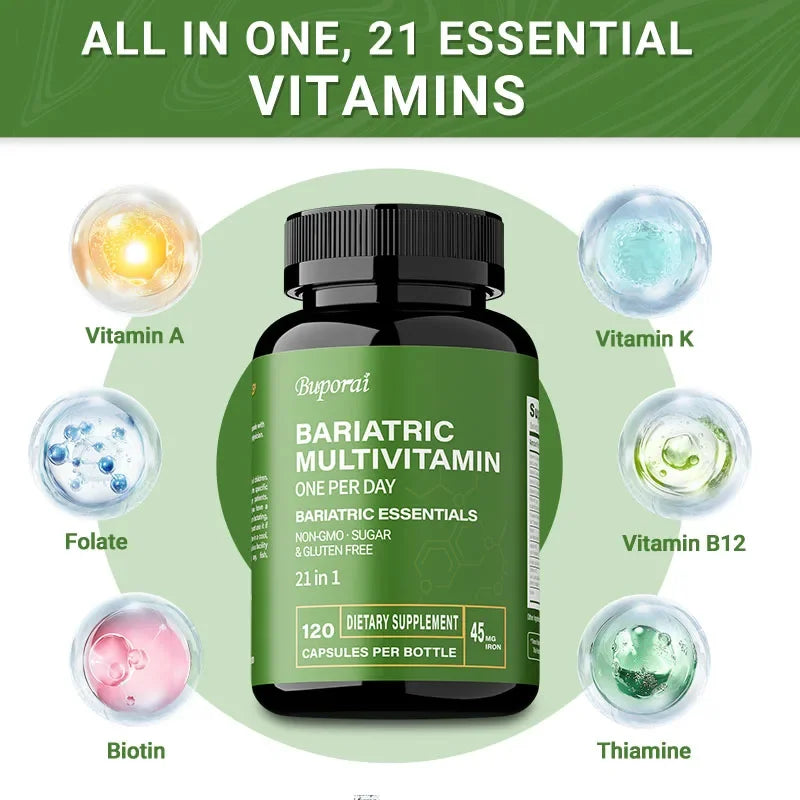 Bariatric Multivitamin Supplement - Contains 21 Vitamins and Minerals To Promote Overall Health and Maintain Energy Levels - Sun Studio