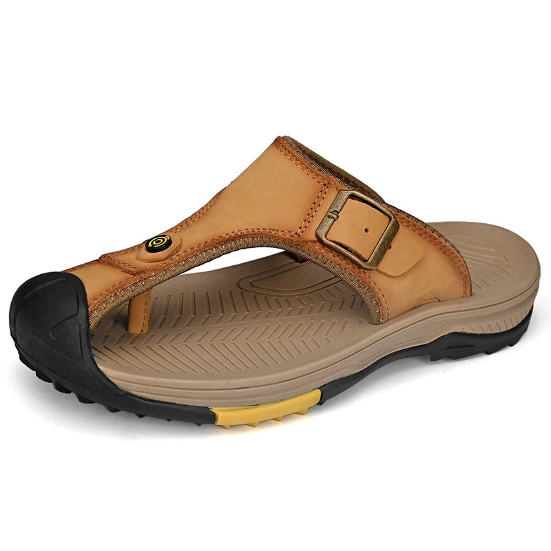 Echte Leder Sandalen Herren Atmungsaktive Sommerschuhe Mann Wasserdicht Outdoor Herren Sandalen Rutschfeste Strand Sandalen Fußbekleidung