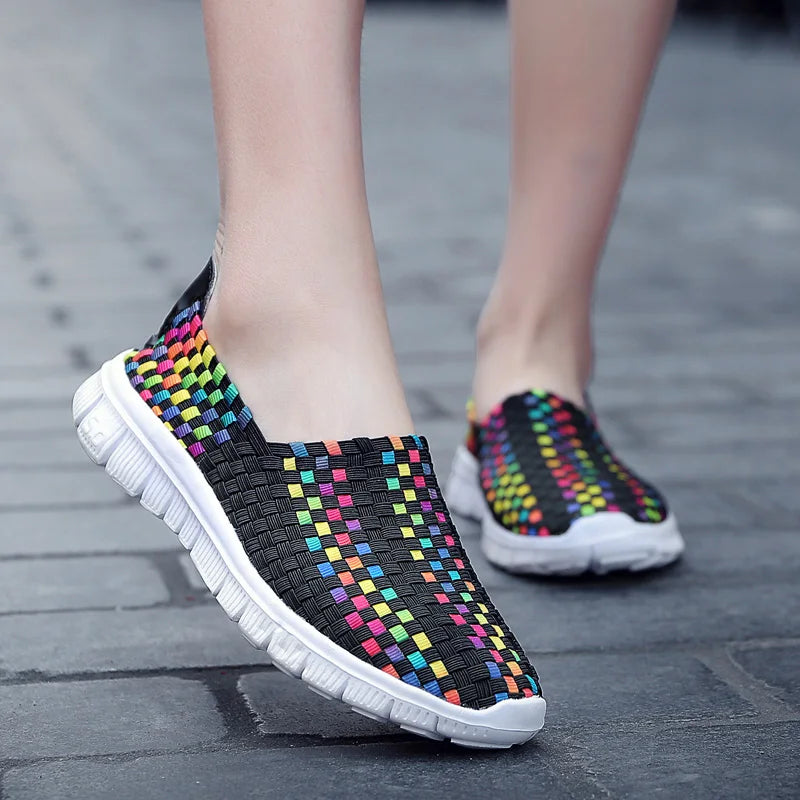 STRONGSHEN Men Shoes Summer Breathable Women Handmade Woven Shoes Couple Casual Flats Shallow Loafers Unisex Zapatos De Mujer - Sun Studio