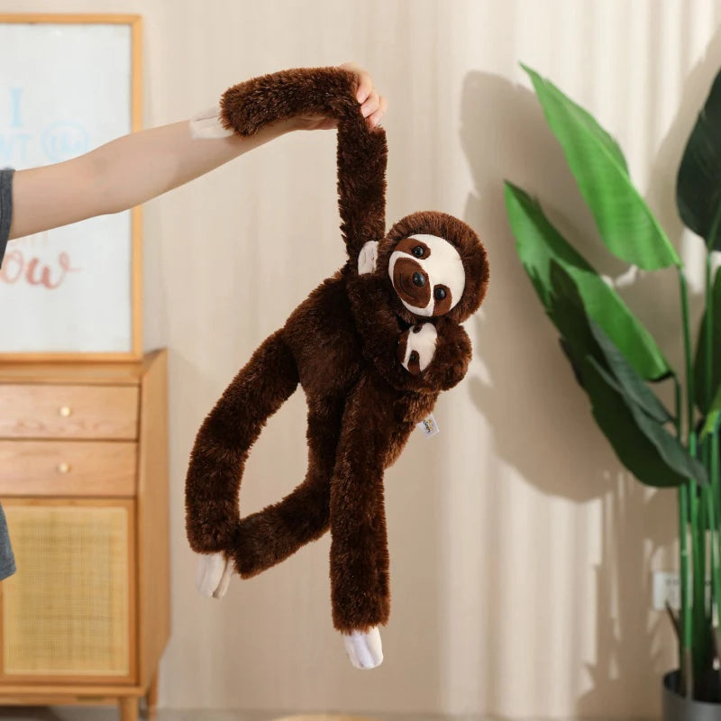 Cartoon Punch Monkey Plush Doll Brown Chimpanze Mom And Black Monkey Baby Together Animal Stuffed Doll Home Decor Gift For Kids - Sun Studio