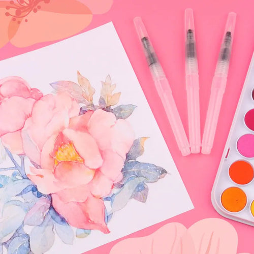 3pcs Refillable Water Brush Pen Set,Nylon Paint Brush,Watercolor Ink Pen for Painting Powder Coating Watersoluble Colored Pencil - Sun Studio