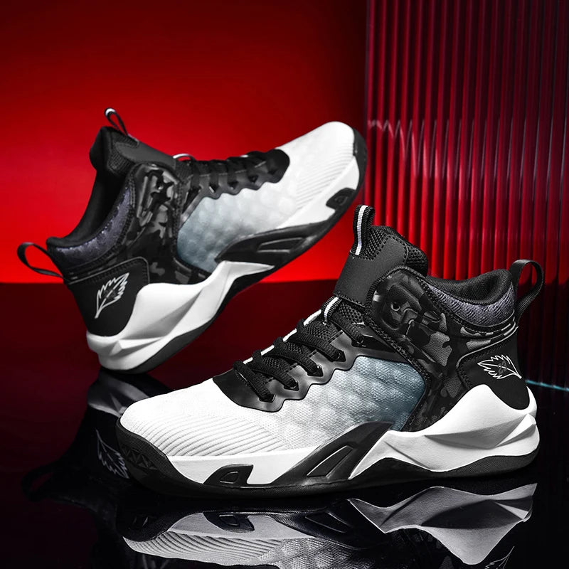 Basketball Shoes, Men's Outdoor Sports Shoes, Men's Shock-Absorbing High-Top Student Practical Basketball Shoes, Mesh Breathable Casual Shoes - Sun Studio