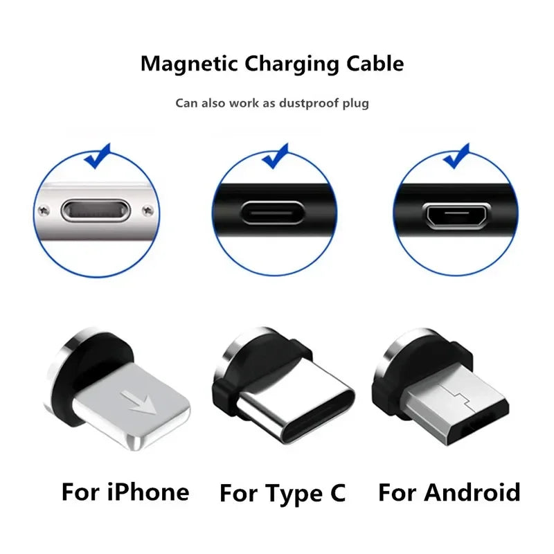 9pcs Converter Charging Cable Adapter For Mobile Phone 360 Degree Rotation Magnetic Tips Replacement Parts Easy Operate Durable - Sun Studio