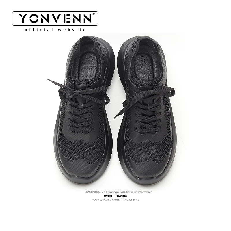 Summer New Mesh Shoes Men's Height 7CM Casual Breathable Dad Shoes Sponge Cake Shoes Thick Bottom Trendy Sports Shoes - Sun Studio