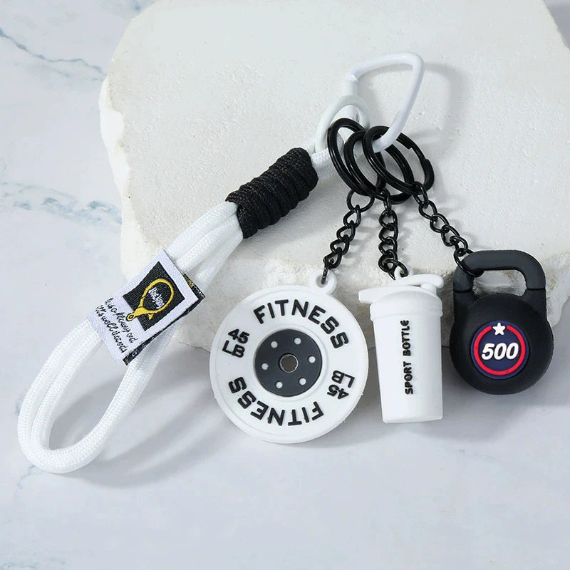 Fitness Keychain Gym Lovers Fitness Enthusiast Gift Barbell Dumbbell Keychain Fitness Bag backpack Charms - Sun Studio