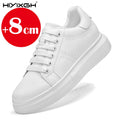 New men's leather elevator shoes 6 cm 8 cm invisible height increase white black sneakers leather height increase casual shoes - Sun Studio