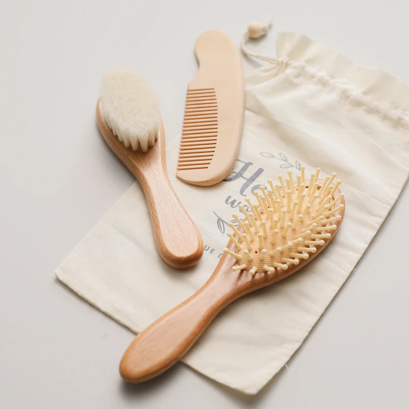 3pc Baby Hair Comb Mother-kids Hair Care Brush Baby Shower Tools Combs for hair Newborn Baby 0 12 Month Baby brush Care Utensils - Sun Studio
