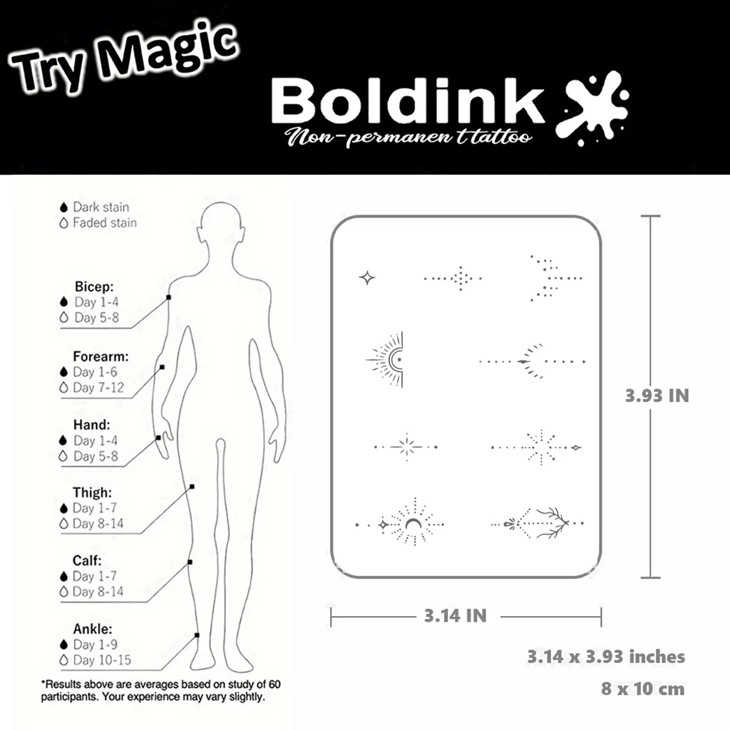 Boldink Delicate Dot-Line Temporary Tattoos, with Star, Moon&Sun Motifs, Waterproof, Mini & Exquisite Finger Stickers - Sun Studio