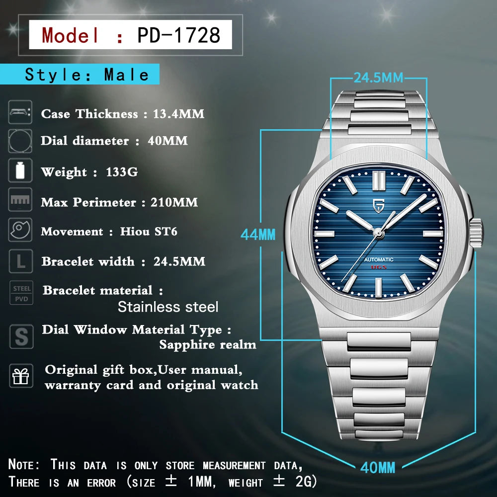 PAGANI DESIGN 2025 New Men's Watches Luxury Automatic Watch For Men Mechanical 40MM WristWatch Stainless Steel AR Sapphire glass - Sun Studio