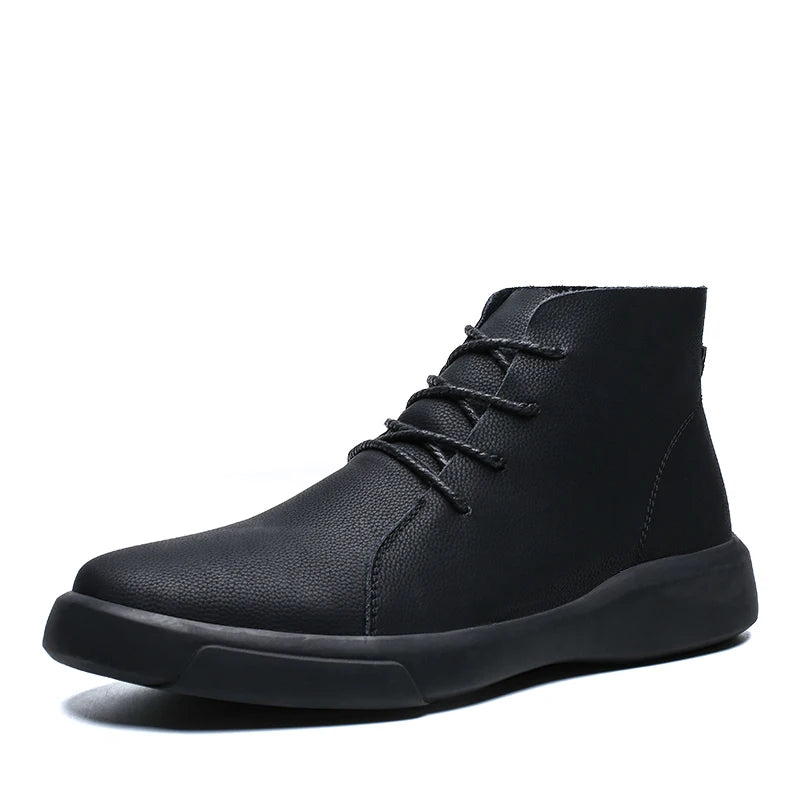 100% cowhide New large-sized men's boots Fashionable casual thick-soled breathable men's shoes Outdoor sports Chelsea boots - Sun Studio