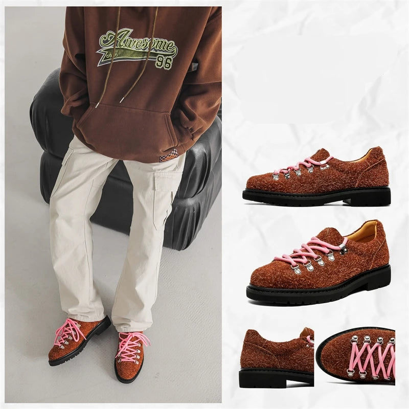 Fashion Mens Casual Leather Shoes Men Trendy Designer Style Derby Shoe Men's Lace-up Flats - Sun Studio