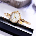 YIKAZE Damen Armbanduhr Retro Gold Armreif Damen Uhren Edelstahl Retro Damen Quarz Armbanduhr Uhr Festtagsuhr