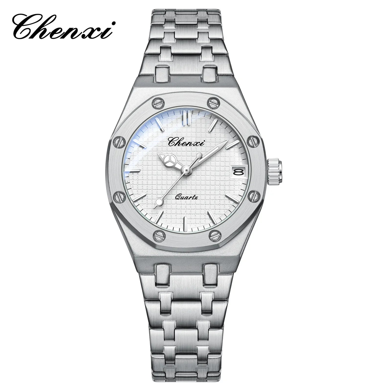 Luxury Women Watches Silver Steel Simple Casual Business Dress Watches for Women Top Brand Waterproof 3bar Calendar Gift Clock - Sun Studio