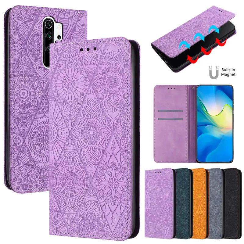 For Xiomi Redmi 9 9A 9T Case Mandala Totem Pattern Leather Flip Magnet Case for Etui Xiaomi Redmi 9 9T 9A 9C NFC 9AT Phone Cover - Sun Studio