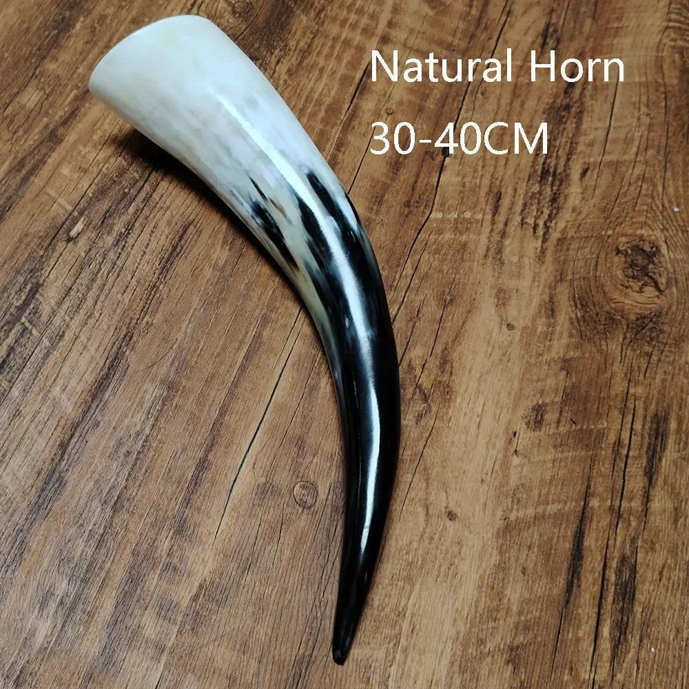 30-50CM Genuine Yak Horn Black Massage Buffalo Horn Viking Drinking Horn Mugs Standing Cylinder Scraping Tube Home Decor - Sun Studio