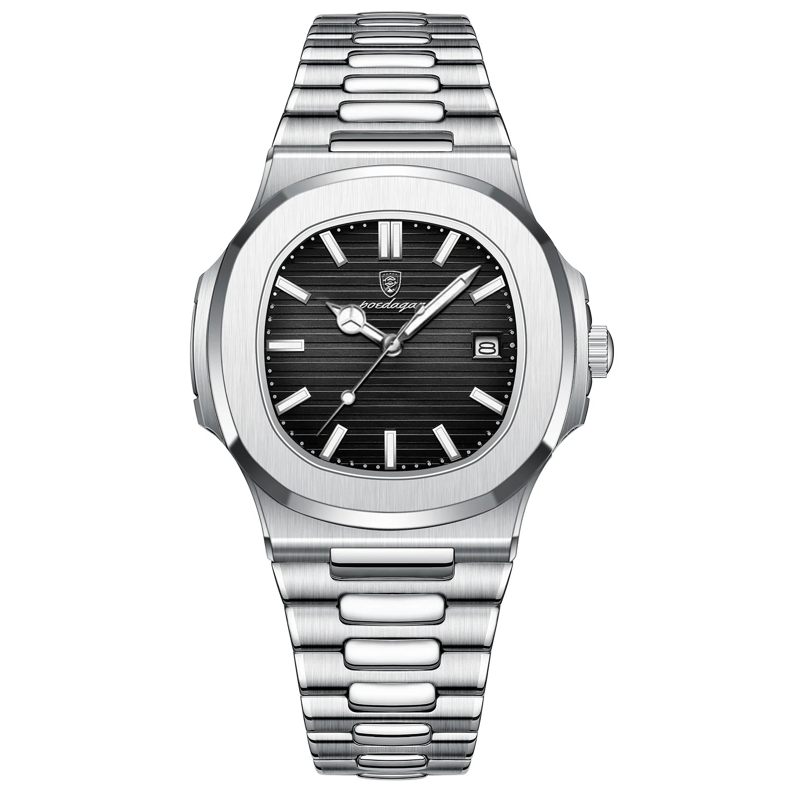 POEDAGAR Square Luxury Men Wristwatch Waterproof Luminous Date Stainless Steel Male Clock Business Sports Quartz Watches For Men - Sun Studio