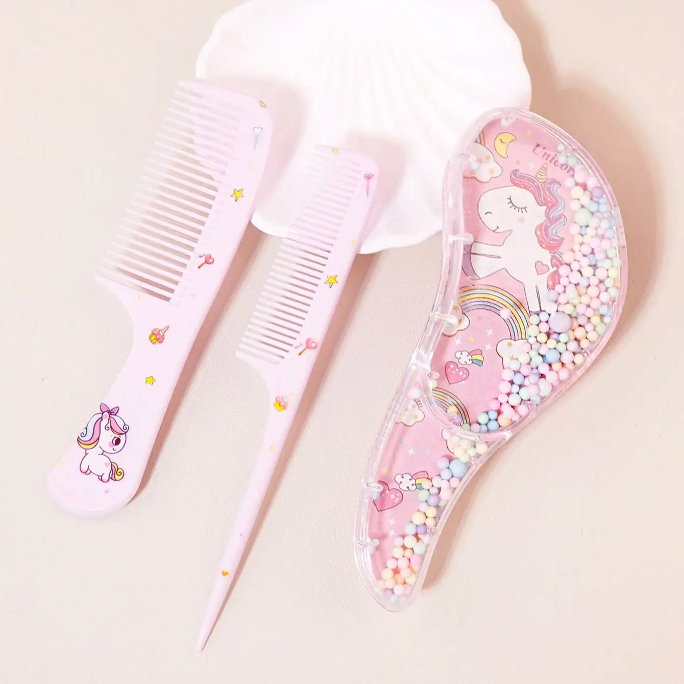 3pcs cartoon comb set, wet and dry dual-use, hair styling, suitable for any hair texture, gift set, special for real hair wigs - Sun Studio