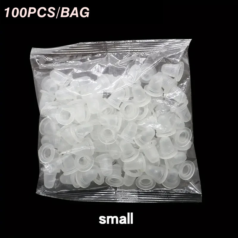 100/300/500Pcs Soft Silicone Microblading Tattoo Ink Cup Cap Pigment Holder Container S/L for Permanent Makeup Tattoo Accessorie - Sun Studio