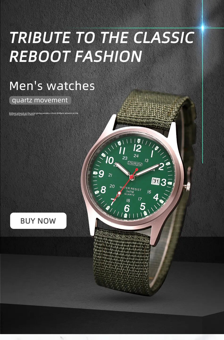 Fashion Mens Watches Luminous Hands Clock Luxury Military Sports Calendar Quartz Wristwatch Men Casual Nylon Watch Reloj Hombre - Sun Studio