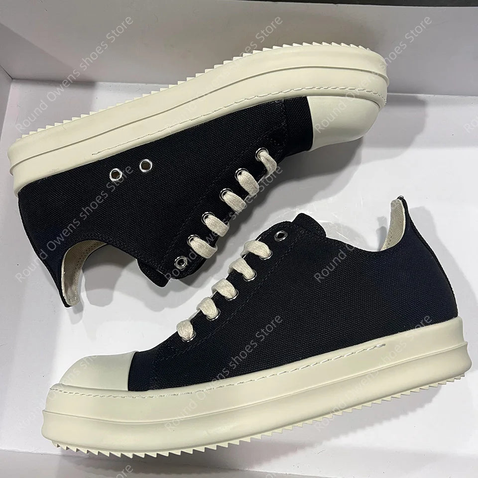 Casual Shoes Men Canvas  Low Top Quality Ro Lace Up Thick Sole Breathable Luxury Designer Classic Trainers Women Flat Sneakers - Sun Studio