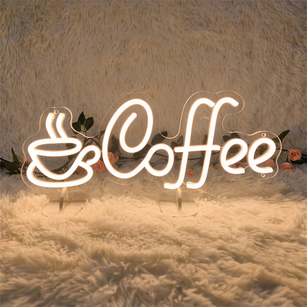LED Coffee Neon Sign USB Powered Multipurpose Light for Bar Shop Home Decor Single Color Room Wall Signboard Hanging Neon Sign - Sun Studio