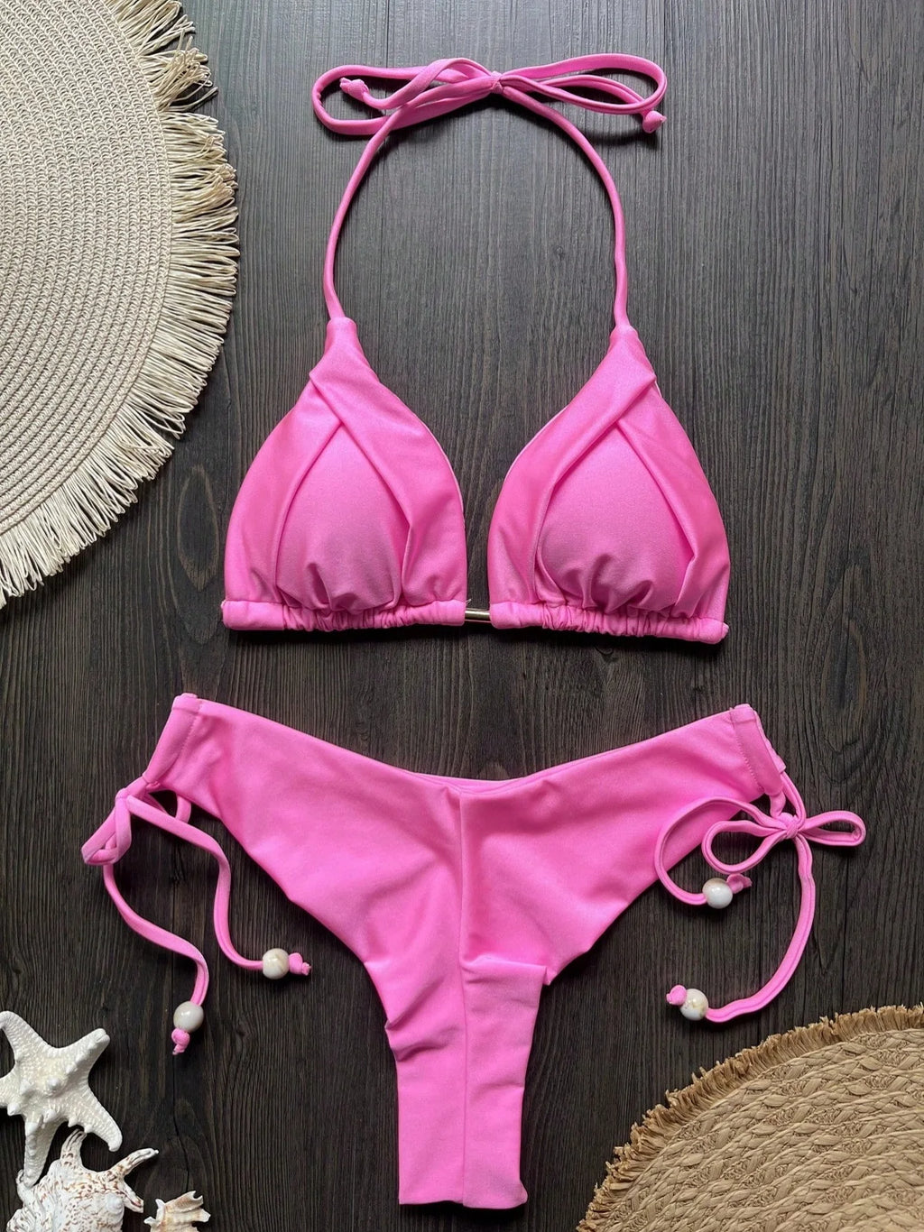 Sexy Bikini Set 2026 Women Pink Halter Push Up Bra Thong Swimsuit Beach Bathing Suit Vacation Swimwear - Sun Studio