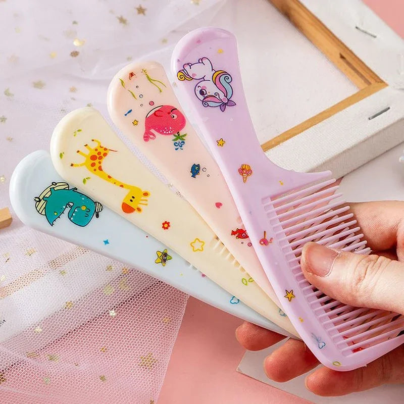 2pcs Kids Hair Combs Set Cartoon Animals Children Hairdressing Comb with Pointed Tail Girls Portable Anti-Static Plastic Comb - Sun Studio