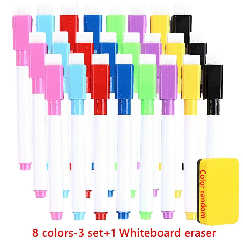 100/5Stk Trocken abwischbare Whiteboard Marker Set, Waschbare Stifte mit Magnetradierer für Büro-Whiteboards & Kunstbedarf