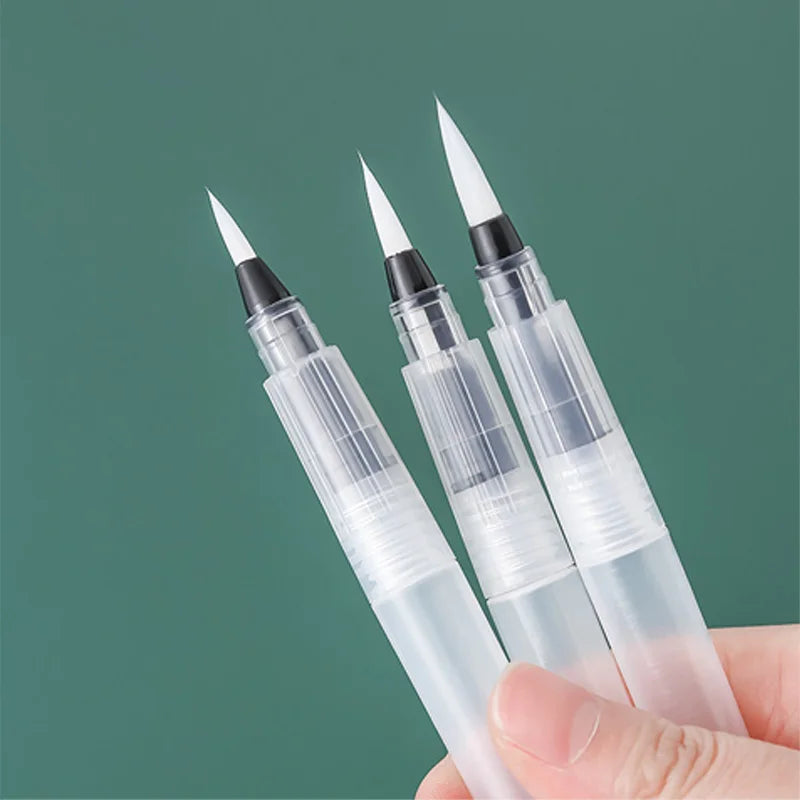 3pcs Refillable Water Brush Pen Set,Nylon Paint Brush,Watercolor Ink Pen for Painting Powder Coating Watersoluble Colored Pencil - Sun Studio