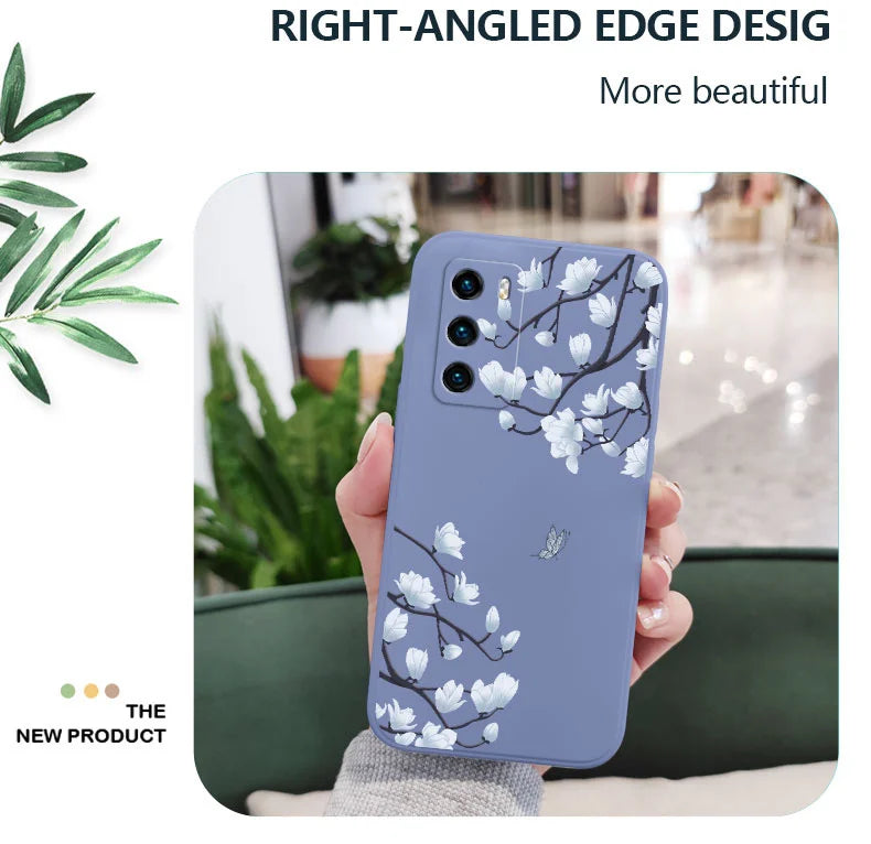 Tree Branch Phone Case For Huawei P40 P50 P30 P20 Pro Lite Nova 5t Y7A Mate 40 30 20 Pro Lite Liquid Silicone Cover - Sun Studio