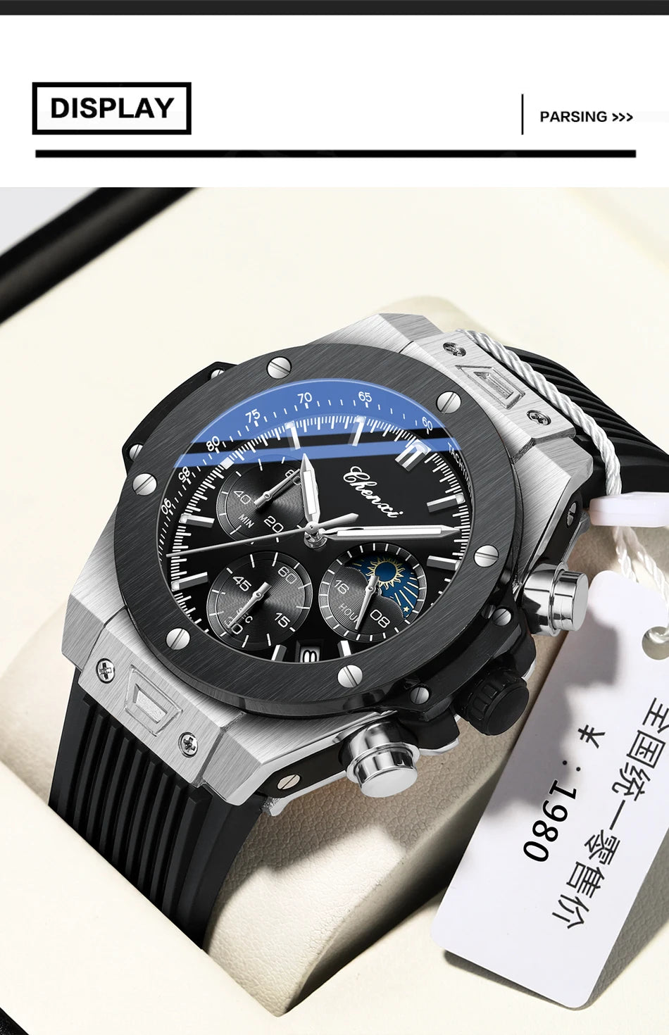 CHENXI Top Brand Luxury Watches for Mens Creative Fashion Luminous Dial with Chronograph Clock Male Casual Wristwatches - Sun Studio