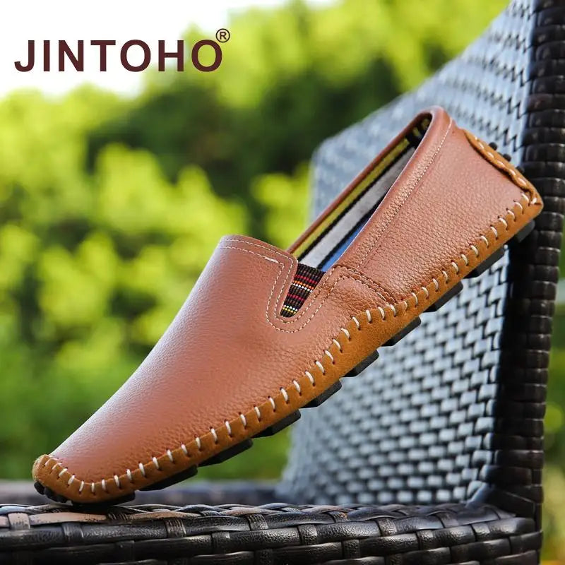 JINTOHO Große Größe Herren Echtes Leder Schuhe Slip-On Schwarze Schuhe Echtes Leder Mokassins Herren Schuhe Italienische Designer Schuhe