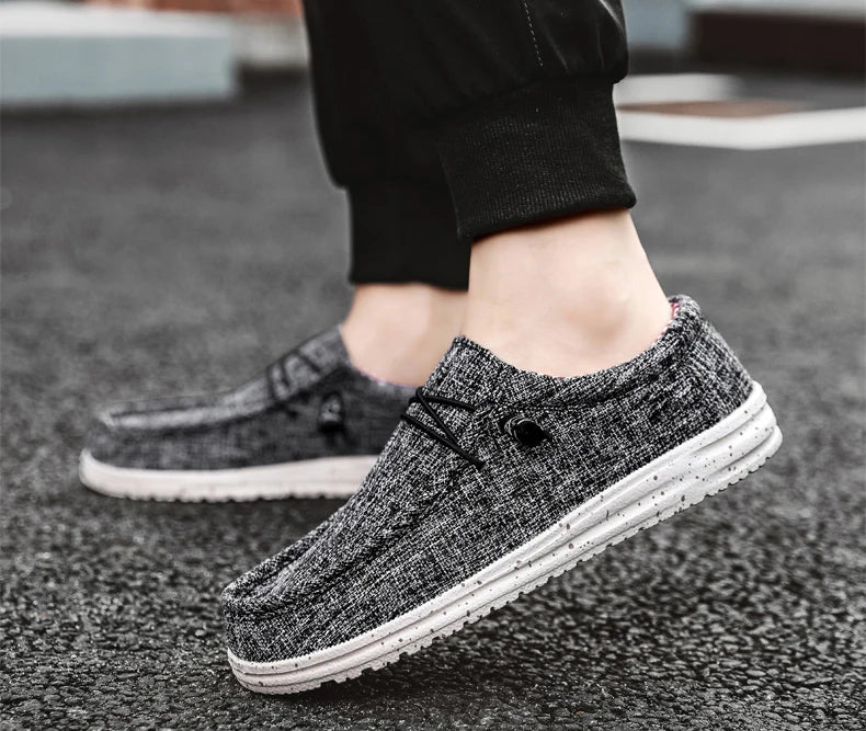 Men Casual Canvas Shoes Mens Loafers Breathable Slip on Flats Male Vulcanized Shoes Driving Shoes Plus Size 47 Walking Sneakers - Sun Studio