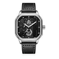 YIKAZE Alloy Men Quartz Watches Leather Strap Big Dial Student Square Sports Watch Cool Black Men's Watch Waterproof  Wristwatch - Sun Studio