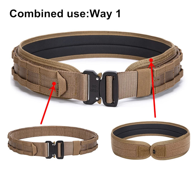 3 in 1 Battle Belt Waist Band, Quick Release 1.75" MOLLE Belt with Inner and Anti-Slip Pad- Heavy Duty Battle Belts - Sun Studio