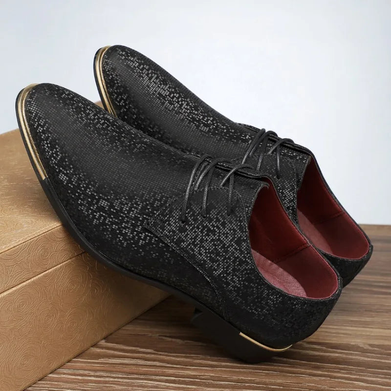 Luxury Fashion Designer New Men's Pointed Lace Up Casual Shoes Male Formal Wedding Dress Homecoming Footwear Zapatos Hombre - Sun Studio