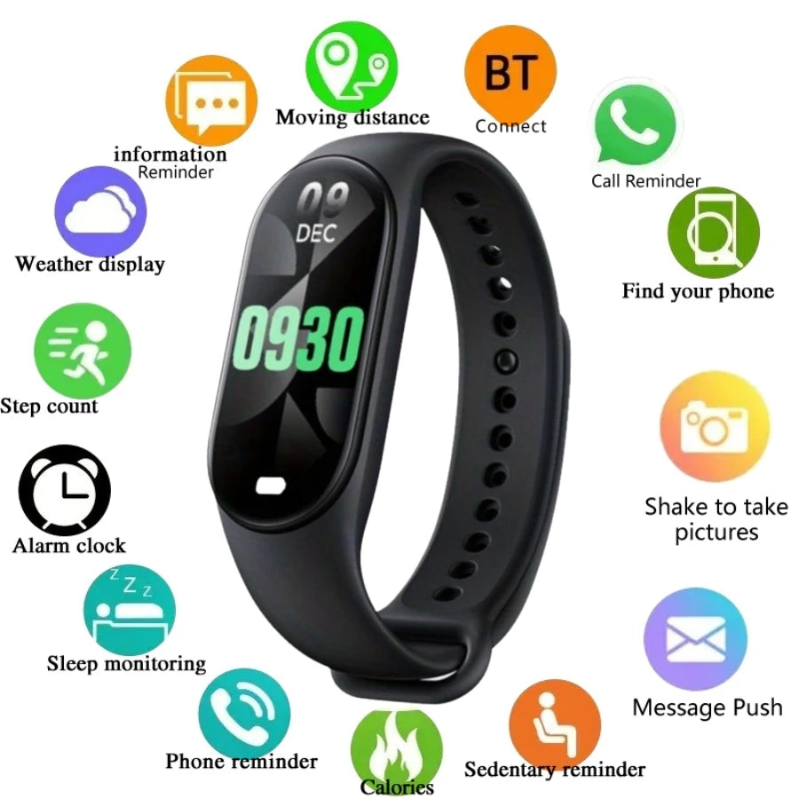 Sports Smart Watch Music Control Fitness Calorie Track Bracelet Phone Information Remind Steps Bluetooth Smart Watches M8 Band - Sun Studio