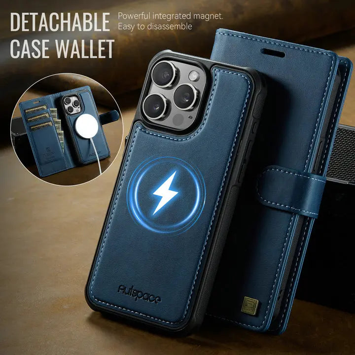 For iPhone 17 Pro 5G 2025 2In1 Detachable Leather Wallet Case For iPhone Air 17 16 15 14 13 12 Pro Max 16 Plus 16E Magnet Cover - Sun Studio